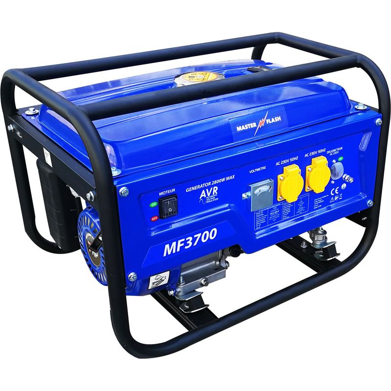 Groupe électrogène essence 2900 W – Moteur 4 temps – Autonomie 10 heures – Sécurité manque huile – 42 kg – Master Flash