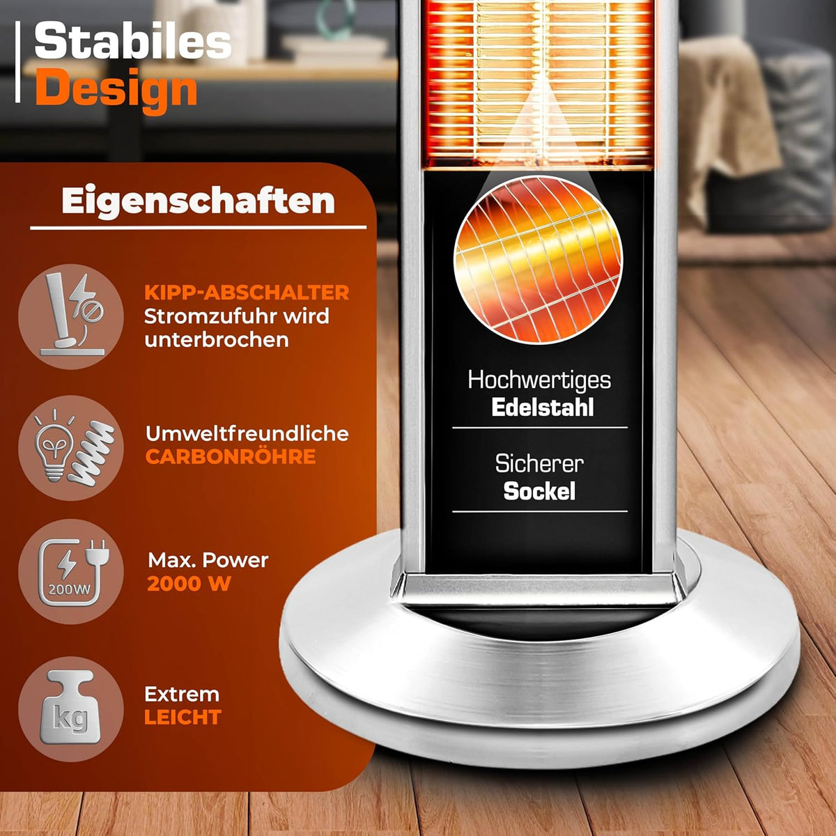 Chauffage d'Appoint Infrarouge TRESKO THSL-009 2000W