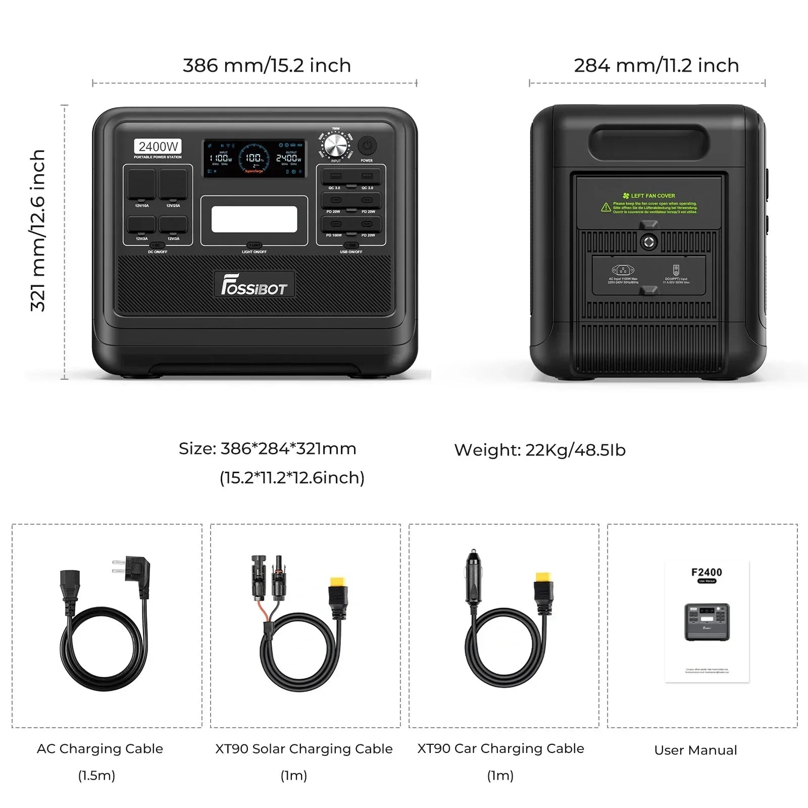 FOSSiBOT F2400 Station Électrique Portable 2048 Wh 2400 W