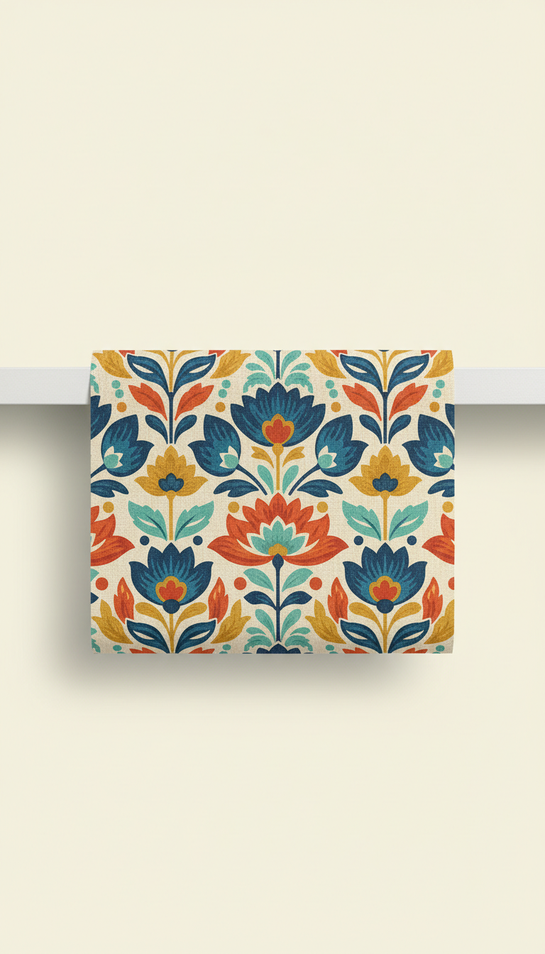 Floral Motif Shelf Liner Blue