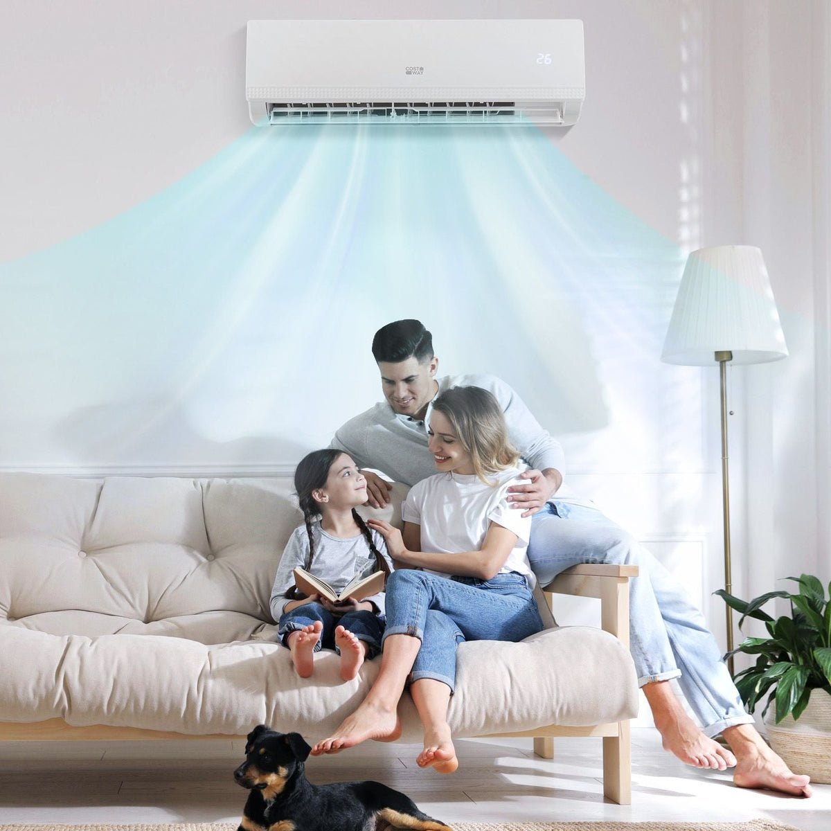 COSTWAY Climatiseur Split Mural 5-en-1 9000 BTU Pompe à Chaleur