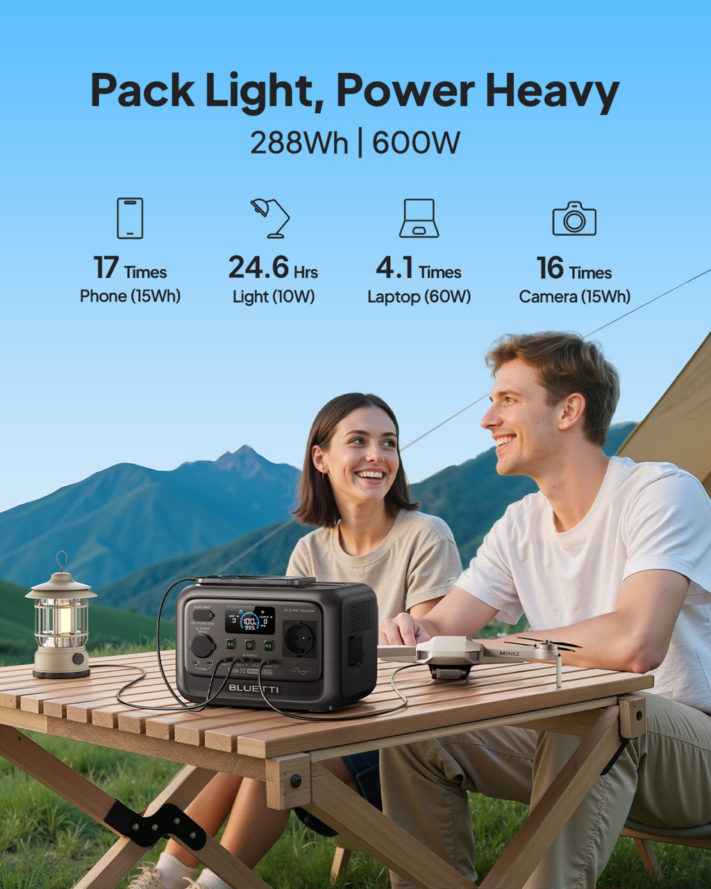 BLUETTI Elite 30 V2 Station Électrique Portable 288Wh 600W